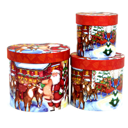 Set 3 cutii rotunde model Craciun H 17