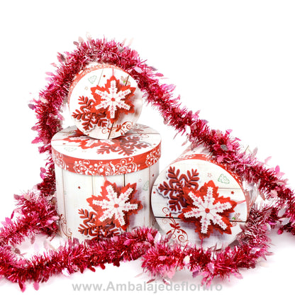 Set 3 cutii rotunde model Craciun H 17