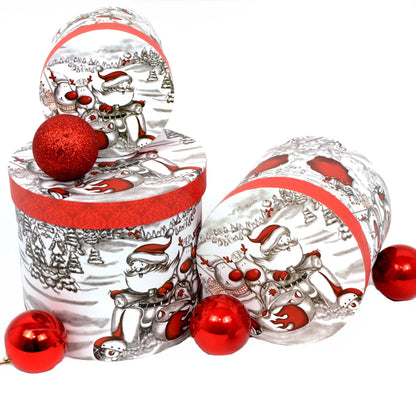 Set 3 cutii rotunde model Craciun H 17