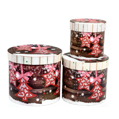 Set 3 cutii rotunde model Craciun H 17