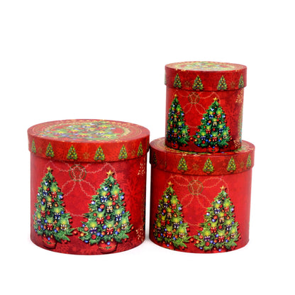 Set 3 cutii rotunde model Craciun H 17