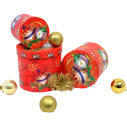 Set 3 cutii rotunde model Craciun H 17