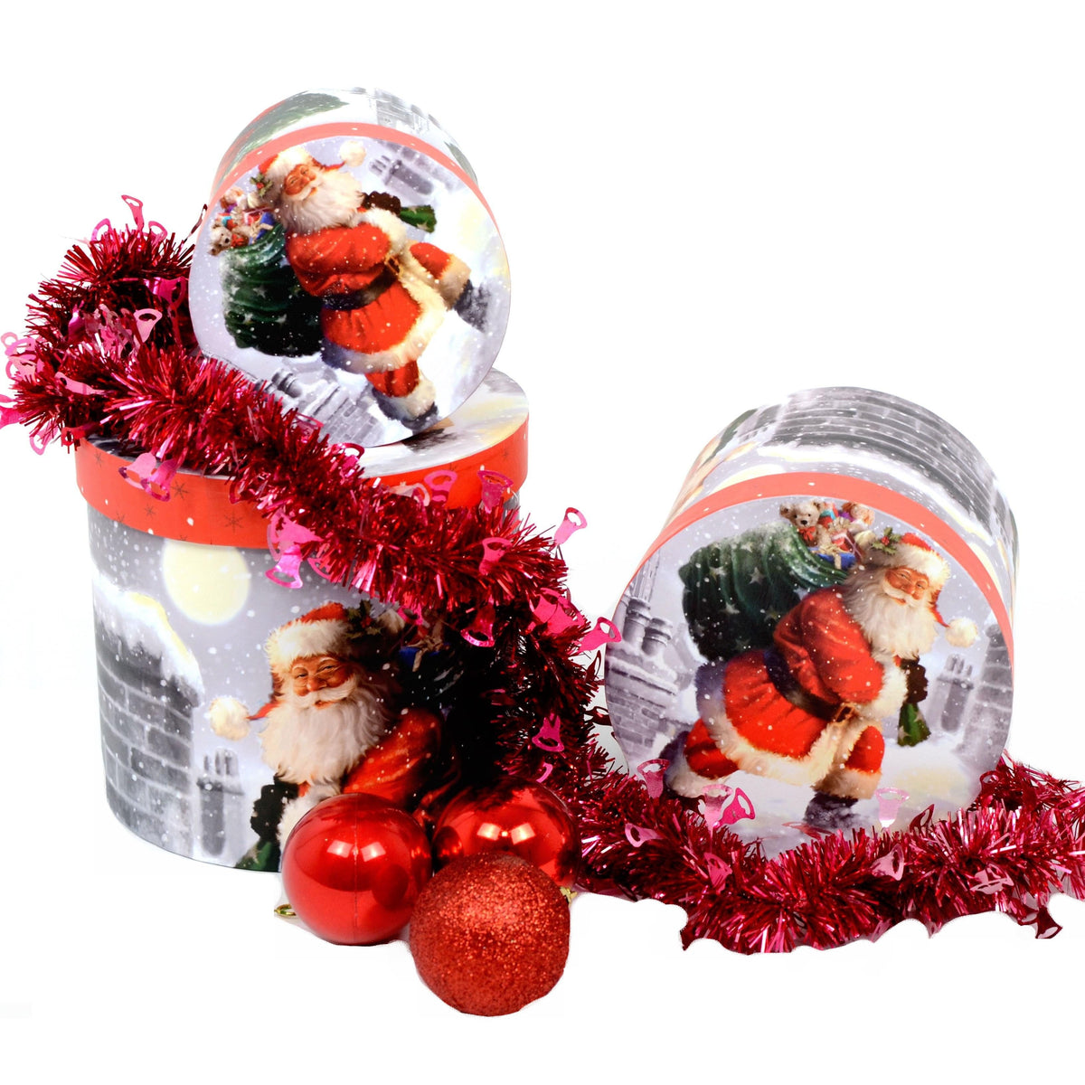 Set 3 cutii rotunde model Craciun H 17