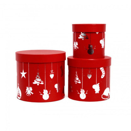 Set 3 cutii rotunde model Craciun H 17