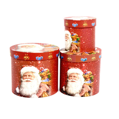 Set 3 cutii rotunde model Craciun H 17