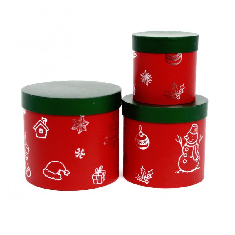 Set 3 cutii rotunde model Craciun H 17