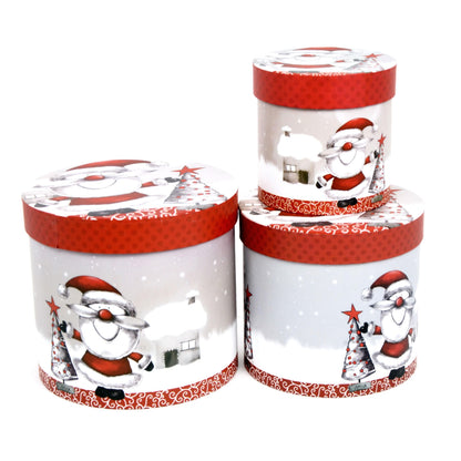 Set 3 cutii rotunde model Craciun H 17