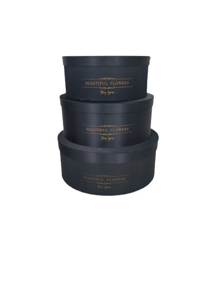 set 3 cutii rotunde satinate uni