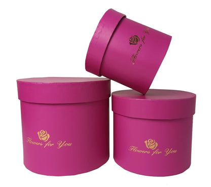 Set 3 Cutii Rotunde Uni cu Inscriptie "Flowers For You" H11-H14