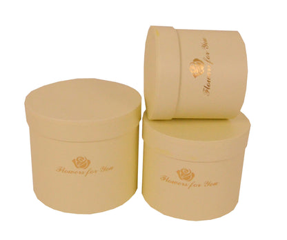 Set 3 Cutii Rotunde Uni cu Inscriptie "Flowers For You" H11-H14