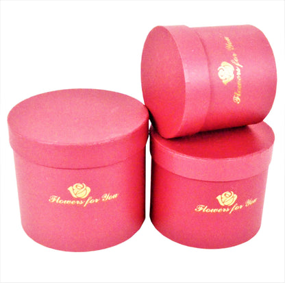 Set 3 Cutii Rotunde Uni cu Inscriptie "Flowers For You" H11-H14
