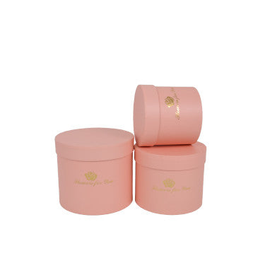 Set 3 Cutii Rotunde Uni cu Inscriptie "Flowers For You" H11-H14