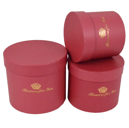 Set 3 Cutii Rotunde Uni cu Inscriptie "Flowers For You" H11-H14