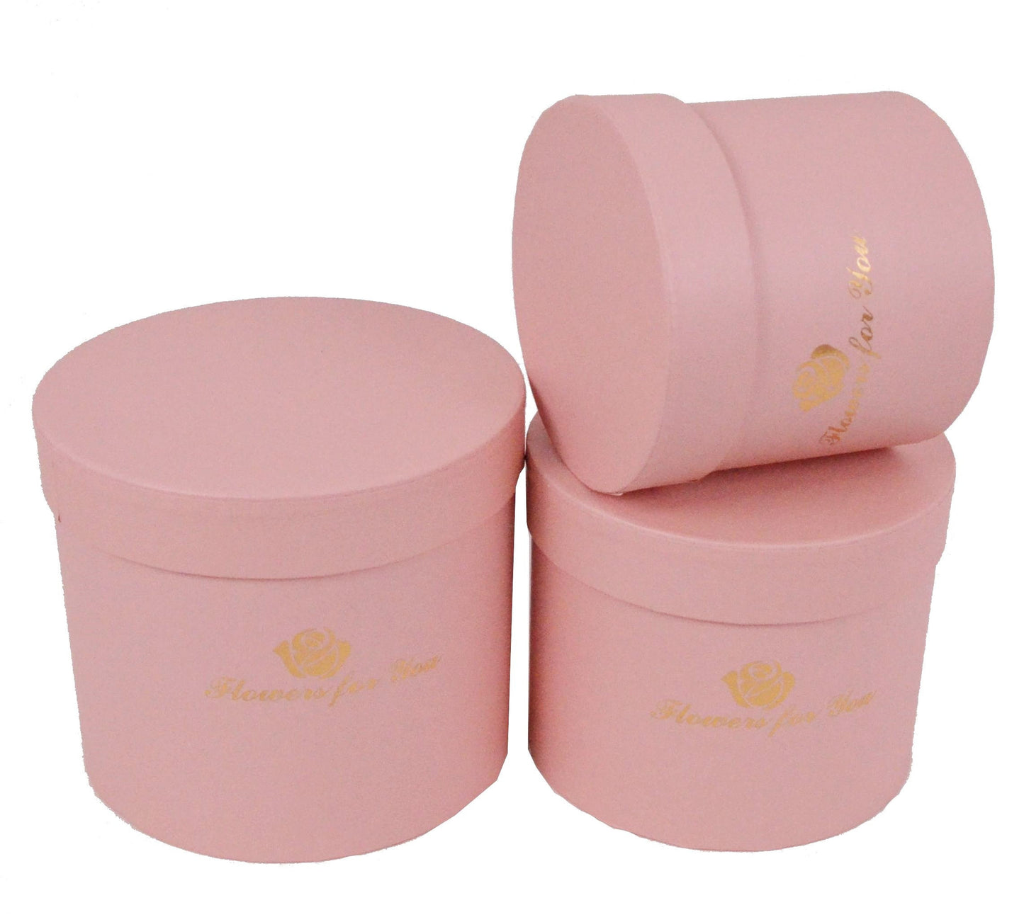 Set 3 Cutii Rotunde Uni cu Inscriptie "Flowers For You" H11-H14