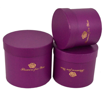 Set 3 Cutii Rotunde Uni cu Inscriptie "Flowers For You" H11-H14