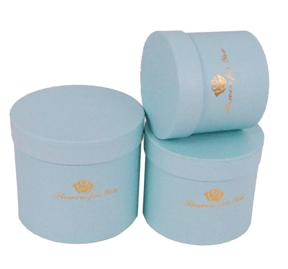 Set 3 Cutii Rotunde Uni cu Inscriptie "Flowers For You" H11-H14