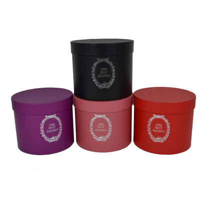 Set 3 cutii rotunde uni cu inscriptie