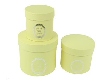 Set 3 cutii rotunde uni cu inscriptie