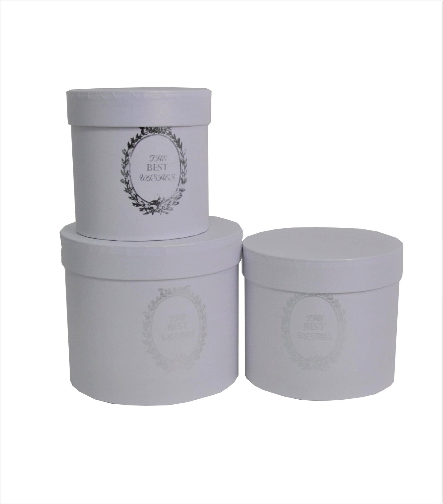 Set 3 cutii rotunde uni cu inscriptie