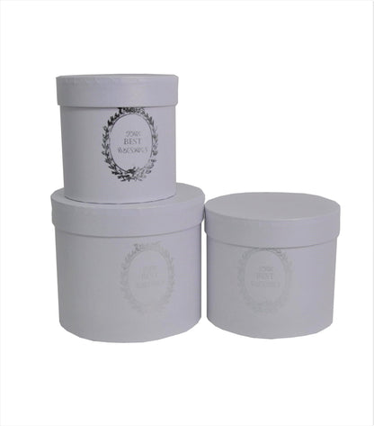 Set 3 cutii rotunde uni cu inscriptie