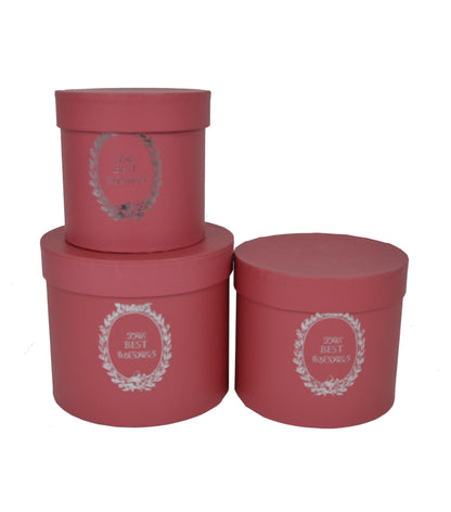 Set 3 cutii rotunde uni cu inscriptie