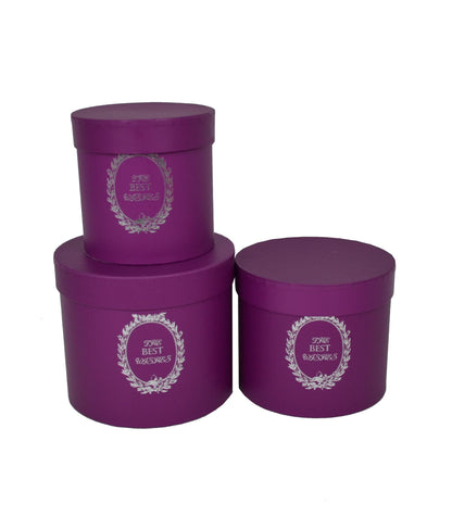 Set 3 cutii rotunde uni cu inscriptie