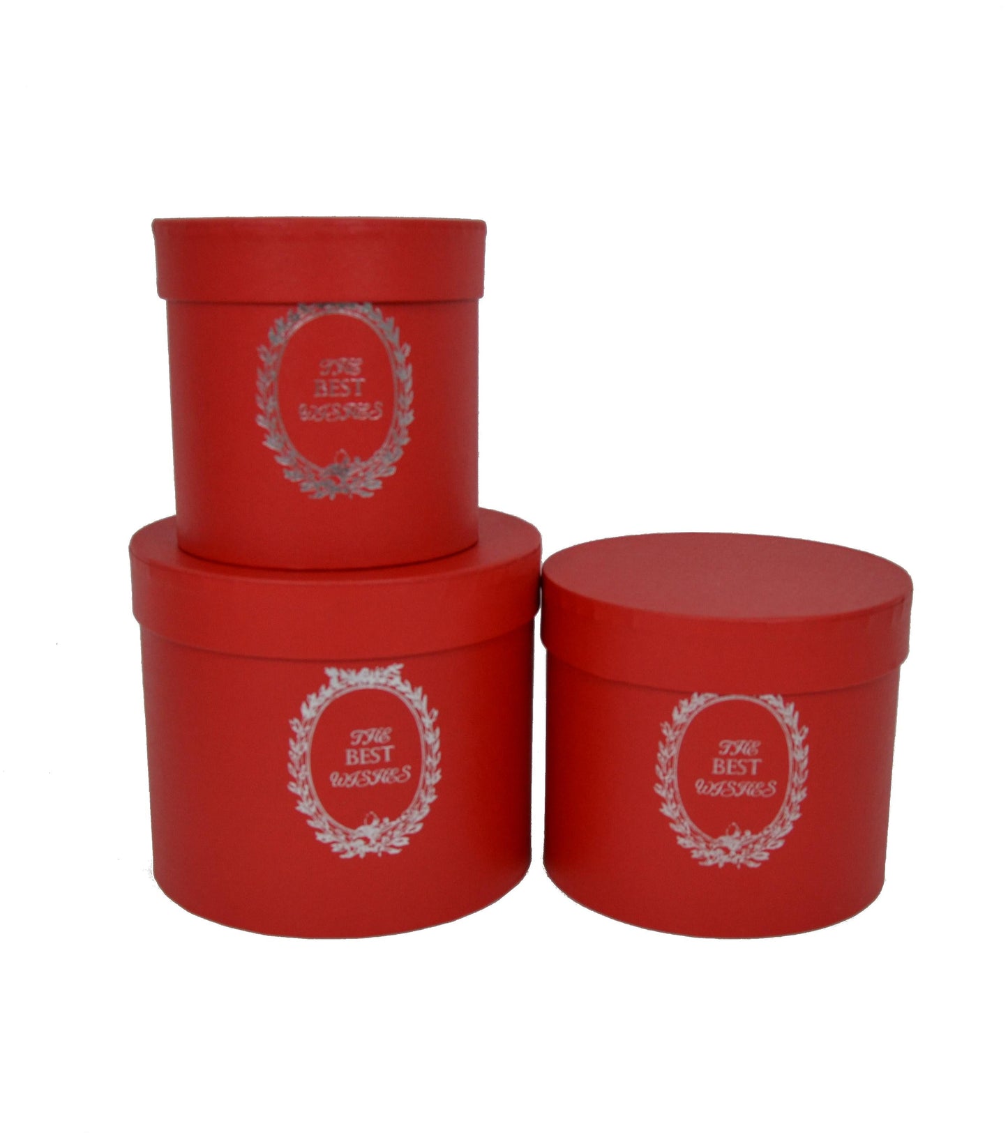 Set 3 cutii rotunde uni cu inscriptie