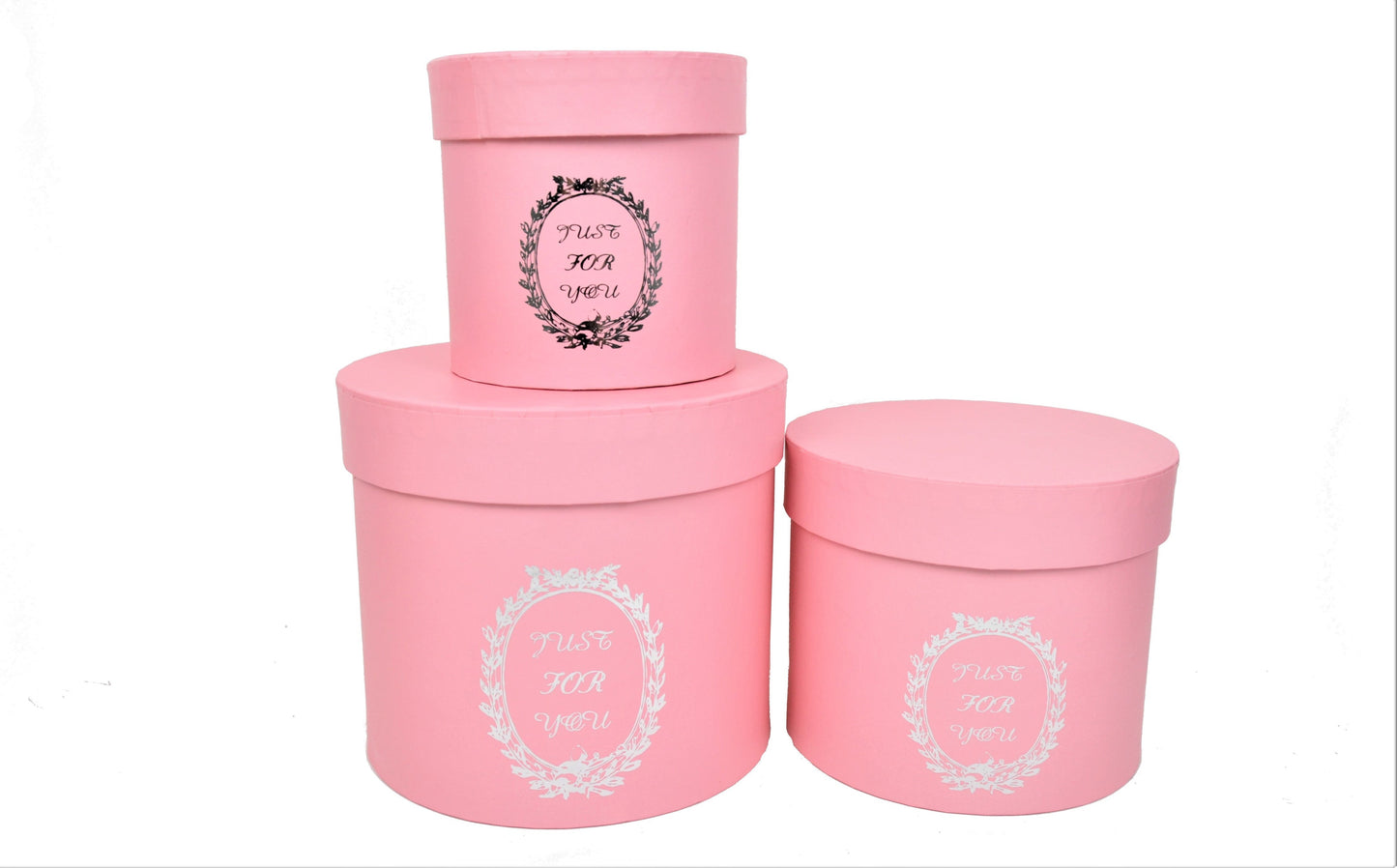 Set 3 cutii rotunde uni cu inscriptie