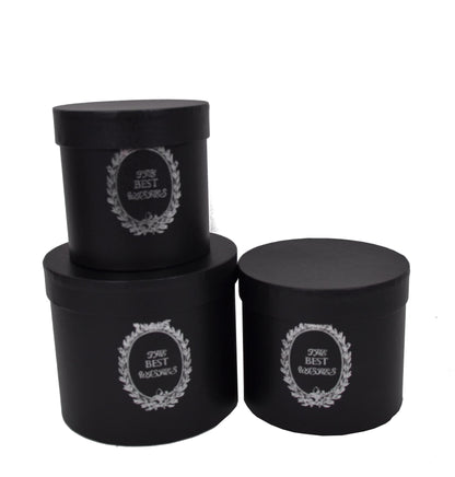 Set 3 cutii rotunde uni cu inscriptie