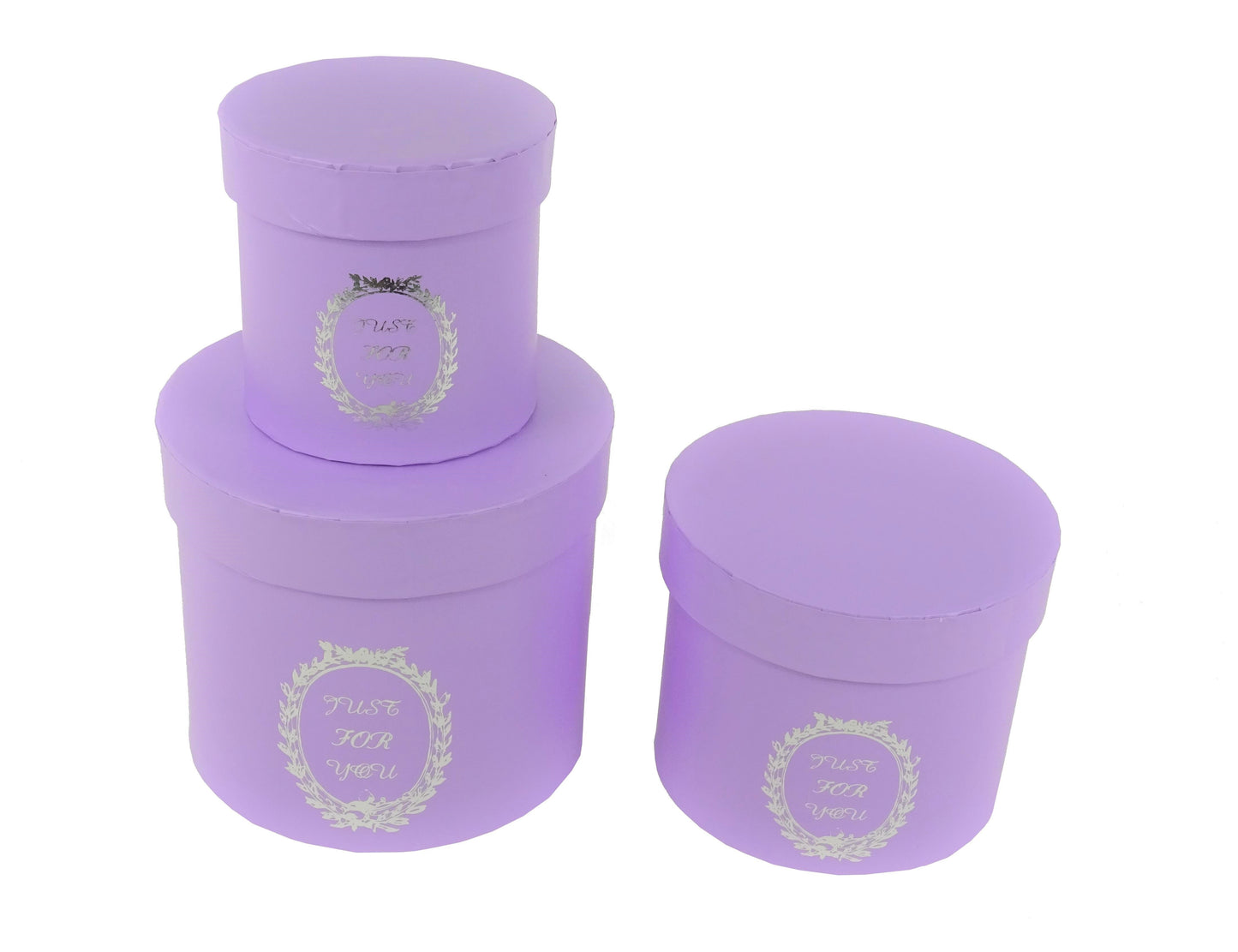 Set 3 cutii rotunde uni cu inscriptie