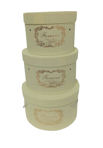 Set 3 Cutii Rotunde Uni cu Inscriptie "Forever" H13-H15