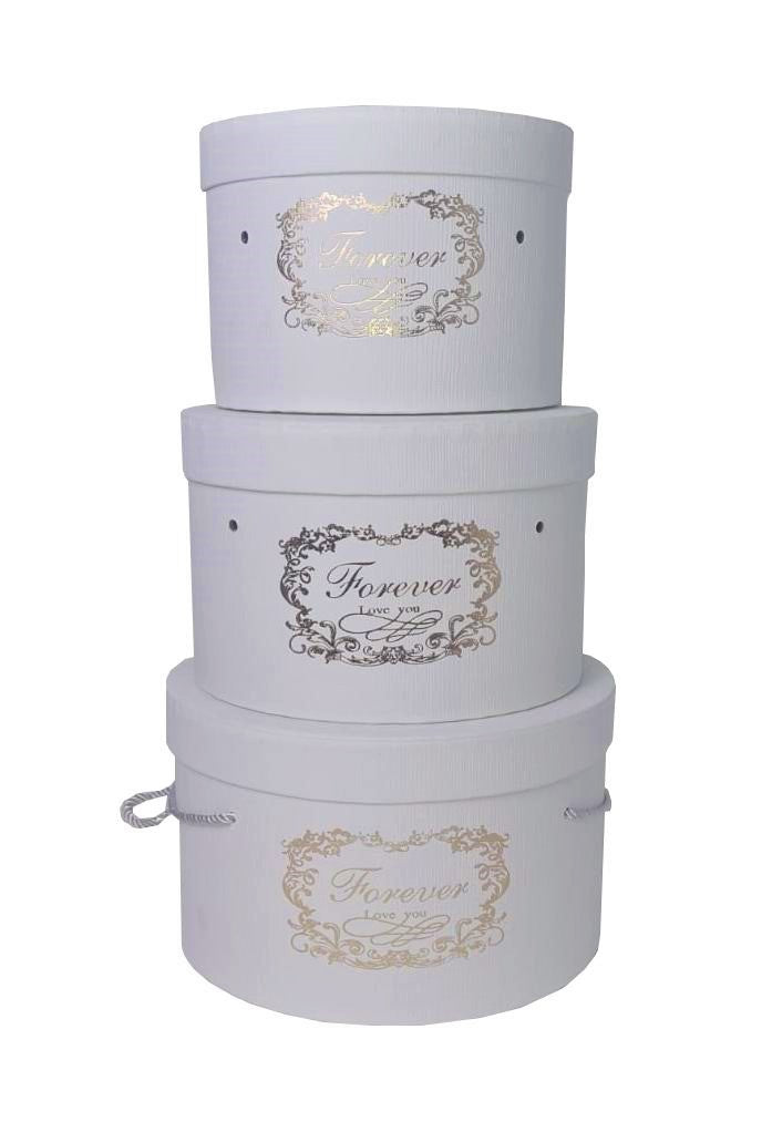 Set 3 Cutii Rotunde Uni cu Inscriptie "Forever" H13-H15