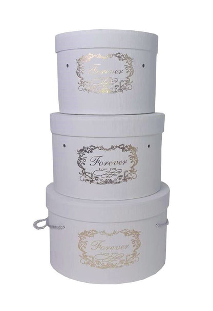 Set 3 Cutii Rotunde Uni cu Inscriptie "Forever" H13-H15