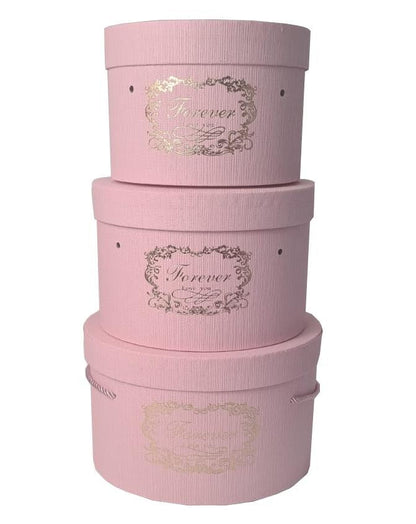 Set 3 Cutii Rotunde Uni cu Inscriptie "Forever" H13-H15