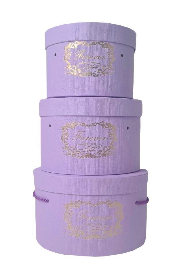 Set 3 Cutii Rotunde Uni cu Inscriptie "Forever" H13-H15