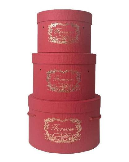 Set 3 Cutii Rotunde Uni cu Inscriptie "Forever" H13-H15