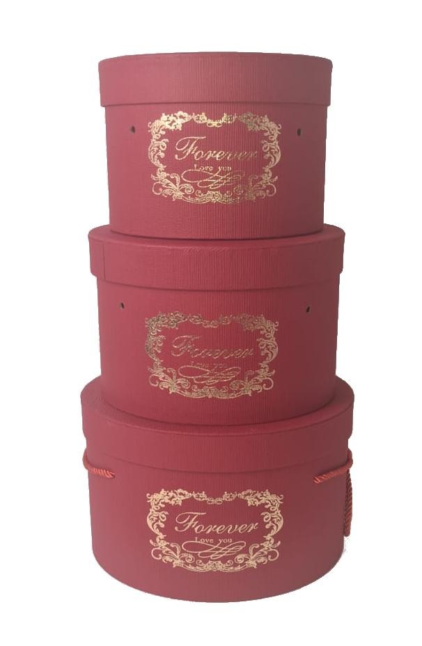 Set 3 Cutii Rotunde Uni cu Inscriptie "Forever" H13-H15