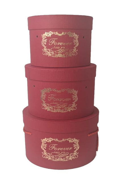 Set 3 Cutii Rotunde Uni cu Inscriptie "Forever" H13-H15