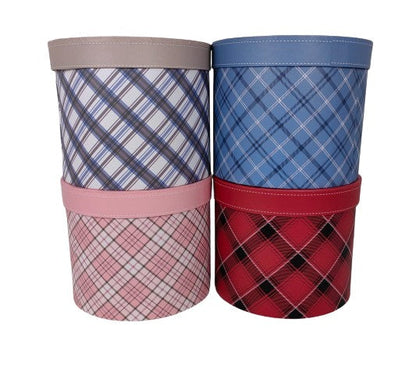Set 3 Cutii Rotunde in Carouri pentru Flori H13-H17