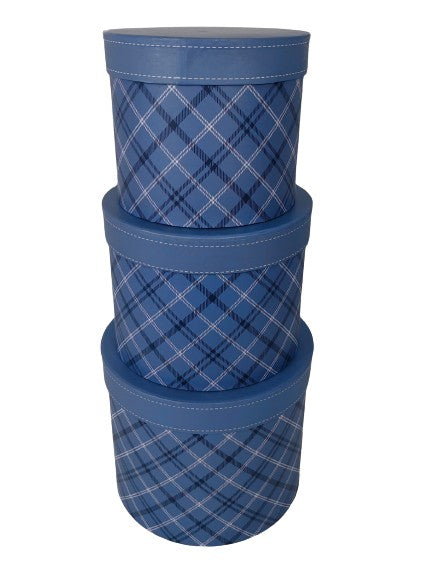 Set 3 Cutii Rotunde in Carouri pentru Flori H13-H17