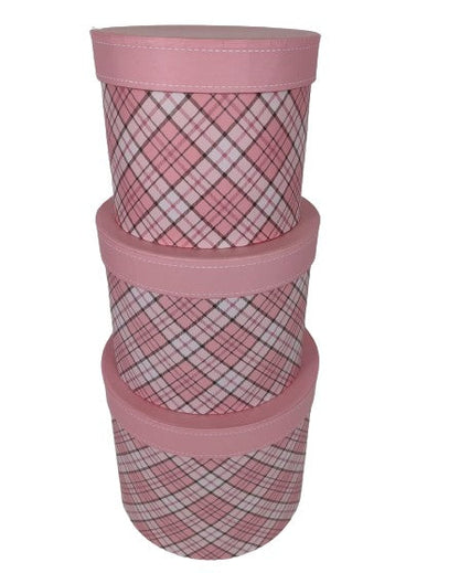 Set 3 Cutii Rotunde in Carouri pentru Flori H13-H17