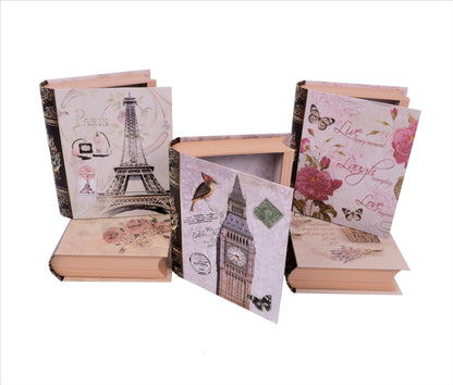 Set 3 Cutii Tip Carte Mica cu Imprimeu Foto pentru Flori H4-H6