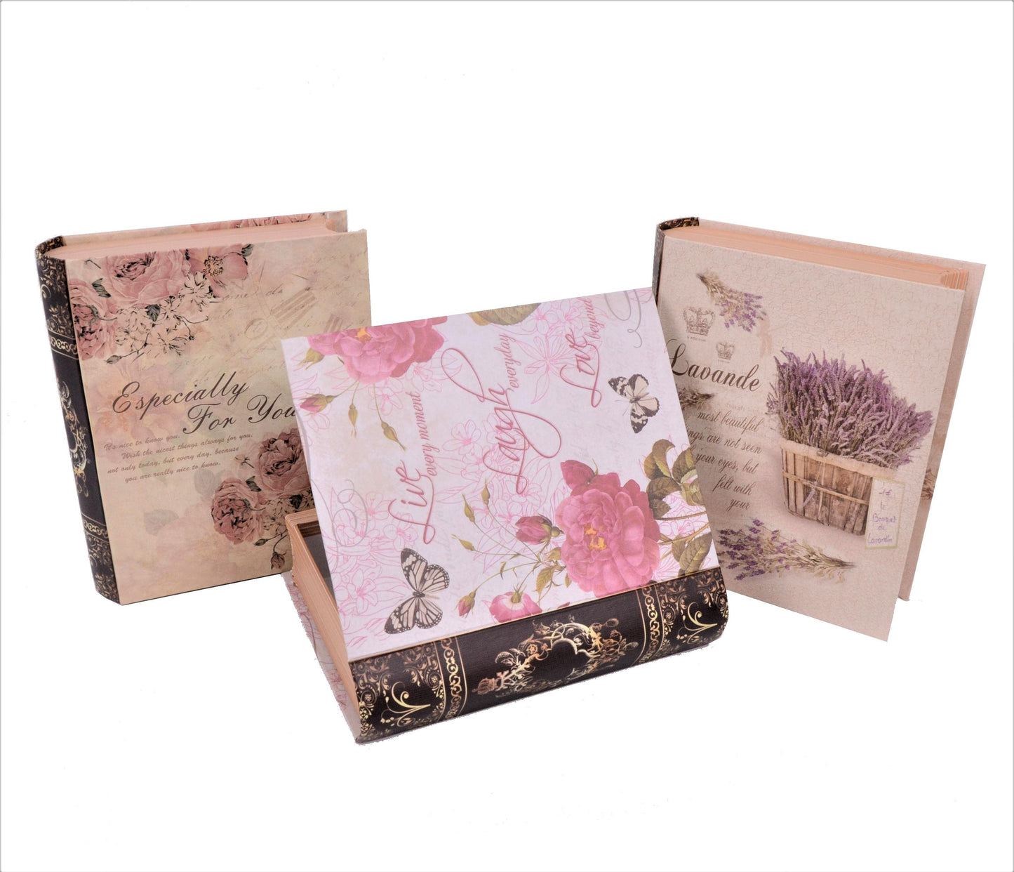 Set 3 Cutii Tip Carte Mica cu Imprimeu Foto pentru Flori H4-H6