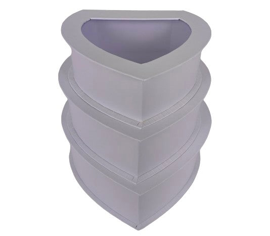 Set 3 Cutii Tip Inima cu Capac Transparent pentru Flori H7-H10