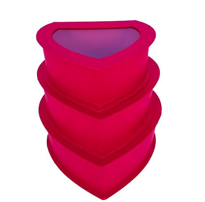 Set 3 Cutii Tip Inima cu Capac Transparent pentru Flori H7-H10