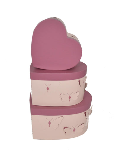 Set 3 Cutii Tip Inima cu Fluturi pentru Flori H12-H15