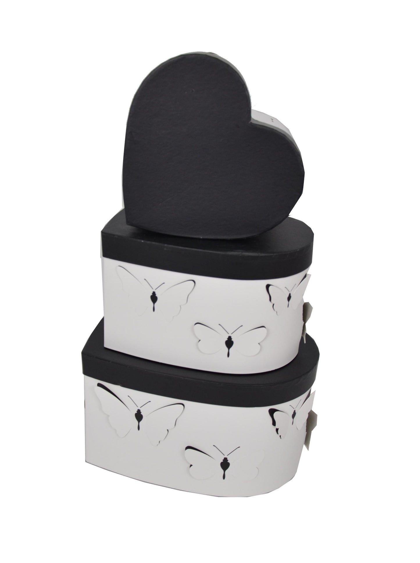 Set 3 Cutii Tip Inima cu Fluturi pentru Flori H12-H15