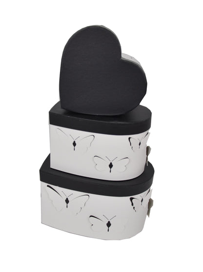 Set 3 Cutii Tip Inima cu Fluturi pentru Flori H12-H15