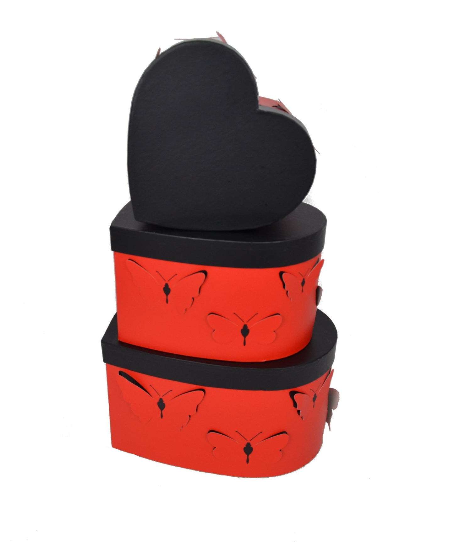 Set 3 Cutii Tip Inima cu Fluturi pentru Flori H12-H15