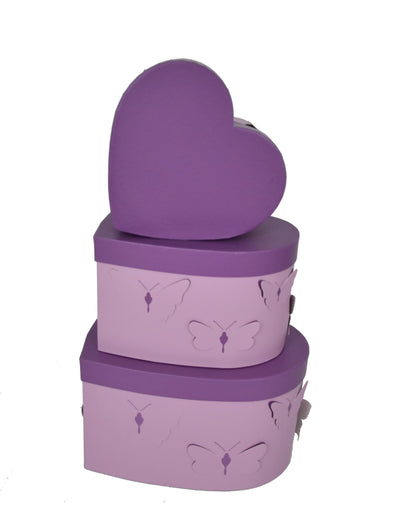 Set 3 Cutii Tip Inima cu Fluturi pentru Flori H12-H15